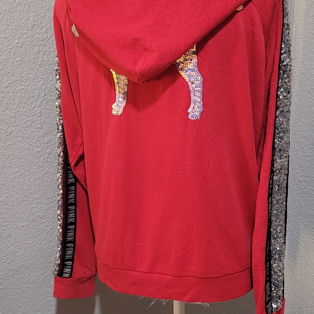 PINK Victoria's Secret Red Hoodie with Black Accents - Picture 8 of 14